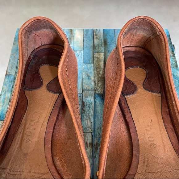 CHLOÉ | C-Buckle Cognac Leather Flat Moccasin Loafers | EU 38.5 / US 8.5 - Picture 8 of 11